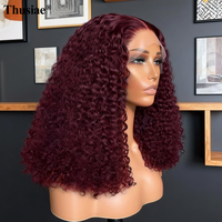 Perruque Bob personnalisable en cheveux brésiliens Remy à densité 250 %, avec cuticules alignées, ondulations profondes lâches et bouclées, transparente, pour têtes carrées