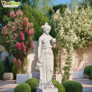 Estatua de estilo griego para mujer, estatua de mármol blanco con maceta, tamaño real - Product Image 1
