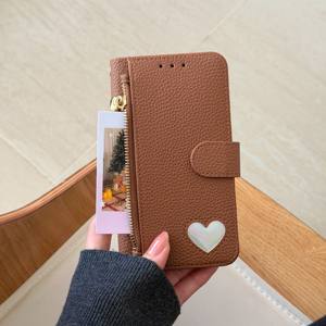 Funda para Teléfono con Cierre Magnético de Cuero PU con Cremallera y Ranura para Tarjetas, con Correa de Muñeca Corta Incluida (Diseño de Color Puro) - Product Image 4