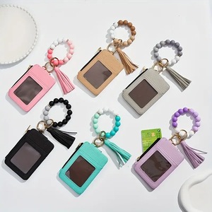 Nouveau Porte-clés Bracelet Perlé Femme Tendance 2026 <span class=keywords><strong>avec</strong></span> Franges en PU, Porte-cartes et Porte-monnaie en Silicone - Product Image 3