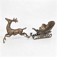 Vintage gietijzeren metalen ambachtelijke rendier-slede schaal ornament snoep fruit opbergkom voor thuis kerstdecoratie bureau
