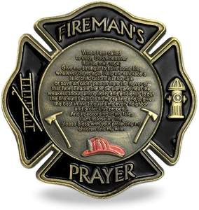 St. Florian Saint Patron de <span class=keywords><strong>Pompier</strong></span> Prière Pièce Mince Ligne Rouge NOUS Drapeau Challenge Coin - Product Image 4