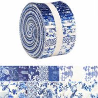 Lot de 42 bandes de tissu Jelly Roll bleues à motifs floraux, prédécoupées, 2,5 x 20 pouces, pour patchwork, patchwork de tissus, patchwork de motifs, bordures, coussins, sacs et travaux d'aiguille