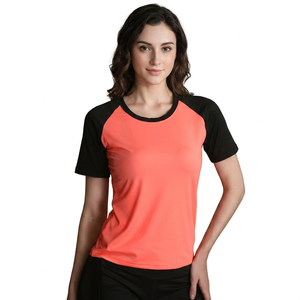 Camiseta Deportiva de Manga Corta para Mujer, Cuello Redondo, Bloques de Color, Secado Rápido, Corte Regular, Tejido Ecológico 100% Algodón - Product Image 2