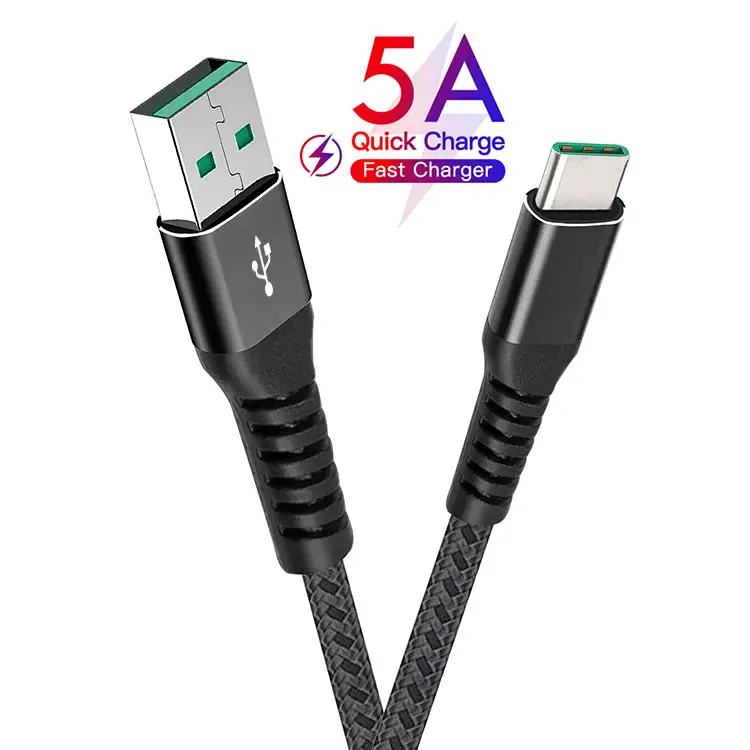 1Meter 3 Fuß Nylon mantel 5A Typ C USB Durable Sync Data Schnell ladekabel mit Aluminium legierung gehäuse USB C Ladekabel Typ C.