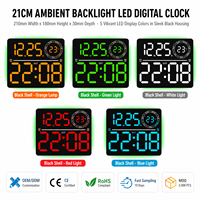 AIKS 360 °   Jam Dinding Digital LED RGB Ambient Backlight 10 Tingkat Peredup Sensor Otomatis Suhu Jam Meja Mingguan Alarm Ganda OEM.