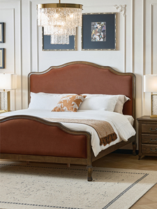 Lit en bois massif de style américain, chêne rouge, 1,8 m, meubles de chambre à coucher en bois massif, Diroburg One, lit en bois massif de style américain - Product Image 1