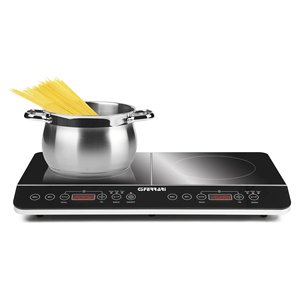 Cuisinière à induction double Hi Tech Chef 3500W 2 zones noir et argent - Product Image 3