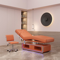 Nuevo Diseño de Cama Facial Multifuncional para Salón de Belleza, Ajustable, Médica, con 3 Motores, Eléctrica, Mesa de Masaje con Lámpara
