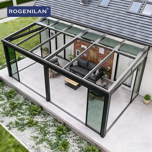 Solárium de Aluminio y Vidrio Templado para Patio de Casa, Rogenilan, Invernadero Independiente con Puertas y Ventanas Corredizas - Product Image 1