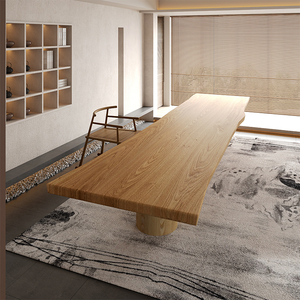 Muebles de cocina de lujo de gran tamaño de forma irregular en bruto superior de madera maciza losa Live Edge mesa de comedor - Product Image 3