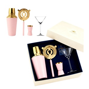 <span class=keywords><strong>4</strong></span> <span class=keywords><strong>Pcs</strong></span> Nhà Máy Biểu Tượng Tùy Chỉnh Whiskey Thiết Lập Chuyên Nghiệp Màu Hồng Barware Công Cụ Thiết Lập Thanh Phụ Kiện Với Shaker Và Jiggle - Product Image 2