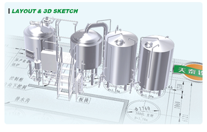 Attrezzatura per Birrificio Artigianale di Dimensioni Ridotte 200L 300L 400L <span class=keywords><strong>500L</strong></span>, Impianto Pilot Brewery con 2 Recipienti, Birrificio Portatile su Carrello con Riscaldamento Elettrico - Product Image 2