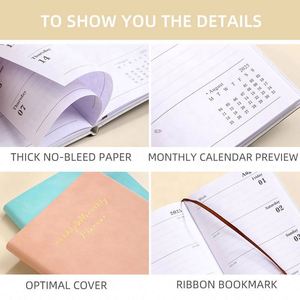 Custom 2025 Planner: PU Leather Hardback Academic Planner with Weekly, Daily, and Monthly Schedules, Blue <b>Notebook</b> - Product Image 4