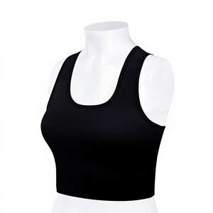 Débardeur Femme Noir en Coton Tricoté Anti-Boulochage à Col Rond, Couleur Unie, Respirant et Sans Manches - Product Image 2