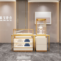 Myshine Logo personnalisé Présentoir à bijoux de style moderne avec lumière LED Vitrine en verre trempé pour centres commerciaux Magasins de détail Aluminium