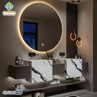 Ensemble de meuble-lavabo de salle de bain moderne en bois massif OEM avec drain en cuivre, lavabo mural en céramique, miroir LED, facile à nettoyer, pour salle à manger, cuisine, chambre