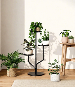 Support à plantes en métal à 3 niveaux, design branche d'arbre, pour plantes d'intérieur et d'extérieur, support de pot de fleurs, présentoir pour balcon, jardin, terrasse - Product Image 2