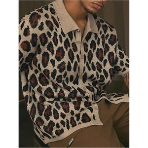 FOXA <b>Men's</b> Animal Print Button Down <b>Shirt</b> Short Sleeve Knit Casual Top Streetwear <b>70s</b> Outfit - Product Image 3