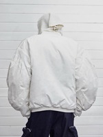 Vente en gros sur mesure OEM blouson d'aviateur de haute qualité Blouson d'aviateur de course blanc en satin surdimensionné unisexe