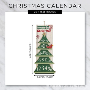 Ornement de compte à rebours de Noël en bois, forme d'oiseau, lot de plusieurs pièces, style rustique, décoratif pour arbre de Noël - Product Image 4
