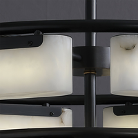 Lustre LED à double niveau en albâtre naturel, hauteur réglable, commande sans fil, haute luminosité pour salon, salle à manger, luxe