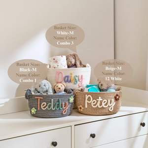Custom Personalized Cotton Rope Storage <strong>Basket</strong> Set Hand Crocheted Name Toy Organizer Customizable Size/Color <strong>Baby</strong> Nursery - Product Image 4