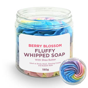 Personalizzare Logo bottiglia di plastica fatto a mano soffice burro di Shea Scrub doccia panna montata rasare il <span class=keywords><strong>sapone</strong></span> per il corpo con esfoliazione delle donne - Product Image 2