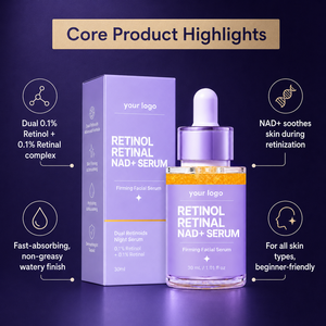 Suero Reafirmante de Doble Acción ODM, Suaviza las Arrugas, Mejora la Textura de la Piel, Hidratante, Alivia el Enrojecimiento, Para Todo Tipo de Piel, Suero con NAD+ y Retinol - Product Image 5