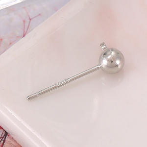 Aiguille en argent 925 avec anneau suspendu Boucles d'oreilles en haricot Boule ronde Accessoires en cuivre Diy E - Product Image 4