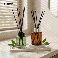 Bouteilles de diffuseur à roseaux en verre rondes de luxe de 50 ml, 100 ml, 150 ml, 200 ml avec bouchon en aluminium, flacon vide ambré pour parfum d'ambiance