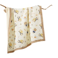 Baby Multi-laagse Handdoek 110*110 cm Op Maat Ontworpen Cartoon Dierenprint Baby Beddengoed Groothandel GOTS Gecertificeerd Biologisch