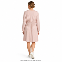 Robe décontractée minimaliste pour femme, douce, respirante, extensible, à manches longues, avec cordon de serrage au col et détail de ceinture à nouer à la taille, collection automne 2026