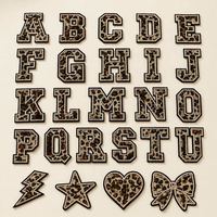 Patchs thermocollants en PVC écologique à imprimé léopard et broderie de lettres, 26 lettres de l'alphabet, Cœur, Étoile, Nœud, Éclair, pour appliques DIY sur vêtements et chapeaux