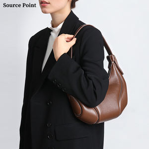 Vintage Casual couche supérieure de peau de vache femmes sous les bras sacs vache-corne forme fermeture éclair épaule <span class=keywords><strong>sac</strong></span> à main - Product Image 3