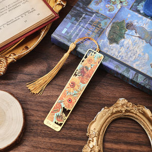 伊莫达文具1pc向日葵书签空心画金属书签带流苏礼物给书友读者作家 - Product Image 1