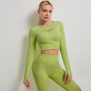 Nuovo Completo Sportivo da <span class=keywords><strong>Donna</strong></span>: Top a Maniche Lunghe, Leggings da Palestra, Pantaloni da Corsa, <span class=keywords><strong>Tuta</strong></span> Sportiva per Fitness, Set Yoga Senza Cuciture - Product Image 3