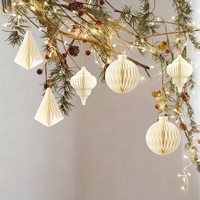 Umiss – Nouveaux ensembles d'ornements de Noël écologiques : lanternes et boules en papier pour sapin, avec aimants, pour la maison