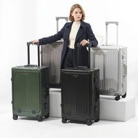Bagage cabine léger et portable en alliage d'aluminium et de magnésium à ouverture frontale, avec cadre métallique durable, antivol et étanche, pour le transport en soute.