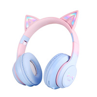 [Model Baru] Headphone MZ-618 Warna Gradasi Telinga Kucing Pencahayaan RGB Kontrol Suara Peredam Kebisingan Aktif