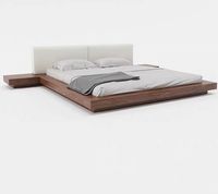 Massives Holz-Tatami-Bett im japanischen Stil, Walnuss, großes, flaches, modernes, minimalistisches Hängebett für das Hauptschlafzimmer