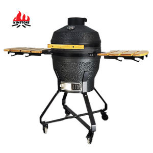 Four à rôtir en céramique KIMSTONE, fabricant, 18 pouces, Kamado, gris, glaçure mousse, barbecue, rôtisserie, poulet, Caja China - Product Image 3