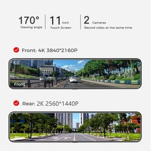4K + 2K xe Dash máy ảnh 11 inch gương Dash Cam phía trước và phía sau 4K với ống kính kép Wifi GPS gương đêm tầm nhìn bãi đậu xe màn hình - Product Image 2