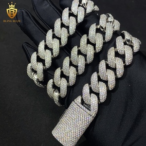 Cadenas de Plata de Ley 925 de 18 mm para Raperos, Estilo <span class=keywords><strong>Cubano</strong></span> Iced Out con Moissanita, Pasa la Prueba del Diamante, Cadena de Moissanita VVS - Product Image 4