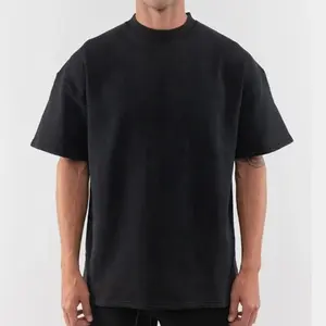Kaus pria kualitas tinggi layar poliester cetak berat 100% katun kebesaran kaus uniseks Anime hitam Streetwear