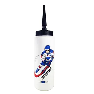 Factory OEM 1 Liter Sports Water Bottle Straw Easy Squeeze Grip BPA Free Plastic Sport Helmet use In hockey football