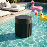 Base de parasol d'extérieur avec table et glacière, table d'appoint en faux bois pour patio, bord de piscine