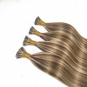 Extensions de cheveux brésiliens Remy I Tip en kératine brute, vague profonde, double trame, cheveux chinois, toutes les couleurs, vente en gros d'usine Amygirl - Product Image 1