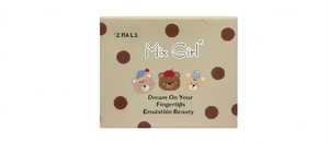 Mix Girl Faux Ongles à Coller en Acrylique Forme Cercueil Longueur Moyenne 24 pièces avec Colle Motif Dessin Animé Mignon pour les Boutons des Doigts - Product Image 1