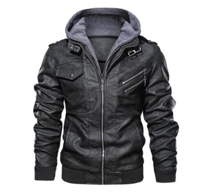 Ventes de liquidation, <span class=keywords><strong>veste</strong></span> de motard pour homme, <span class=keywords><strong>veste</strong></span> en <span class=keywords><strong>cuir</strong></span> PU, <span class=keywords><strong>veste</strong></span> d'hiver et d'automne à capuche, grande taille, coupe-vent, vêtements d'extérieur chauds - Product Image 4